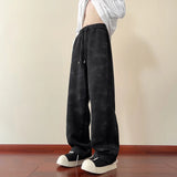 New Spring Men's Casual pants Sweatpants Wide Leg Straight Loose Pants Korean Fashion Patchwork Knit Long Track Trousers