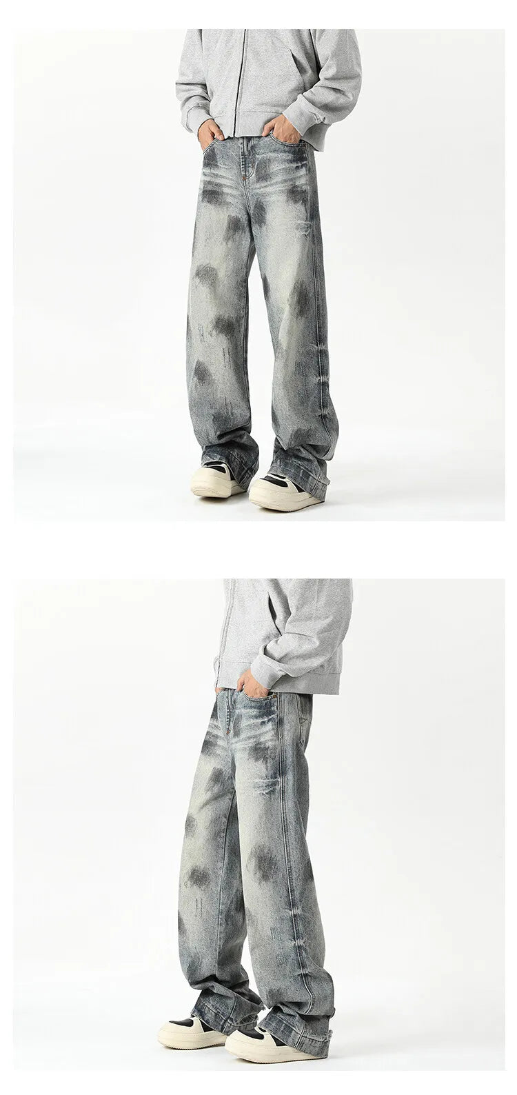 Autumn Jeans Men's New Denim Pants wash jeans New Fashion High Quality Washed Male Jeans Loose Wide Leg Trousers Straight