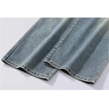 Men's Summer Baggy Jeans Big Size M-4XL Lightweight Cotton Wide Leg Straight Denim Pants Loose Fit Blue Jean Trousers