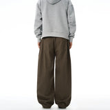 100% Pure Cotton Wide-leg Pants Men's Autumn New Oversized Comfortable Loose Casual Trousers Brown White Fashion Streetwear