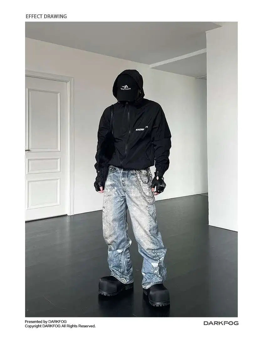 Men and women Spring Festival hip-hop trend straight leg personalized printed jeans couple American loose retro casual pants y2k