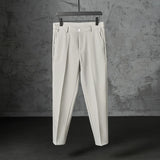 New Fashion Male Suit Pants Light Luxury Draped Cropped Button-down Business Casual Pants Premium Slim-fit Elegant Dress Trouser