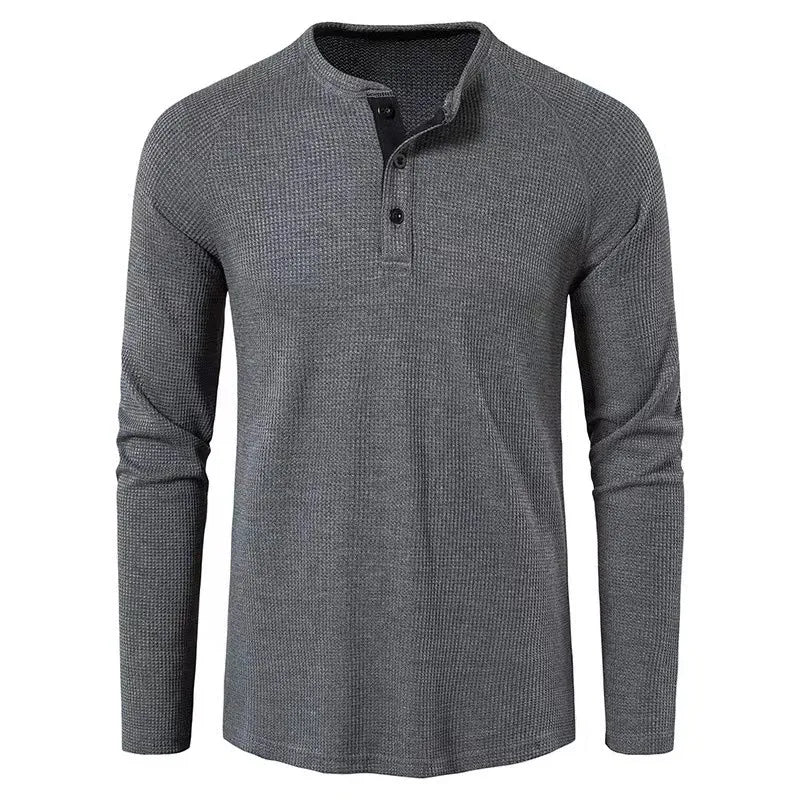 Autumn And Winter New Men's T-shirt Europe And The United States Men's Solid Color Long Sleeve Undershirt Henry Shirt Men