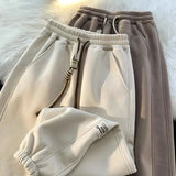 Korean style autumn and winter men and women street personality loose wide leg bound sports pants couple simple casual pants