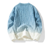 Korean Gradient Knitwear Loose Chunky Twist Knit Pullover 2024 New Round Neck Sweater Autumn Winter Warm Couple Tops