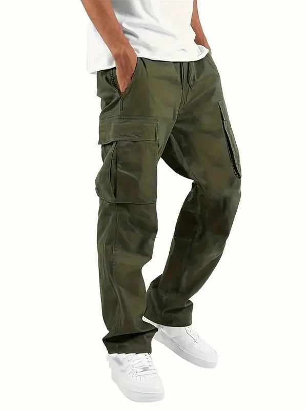 Mens Casual Jogger Pants Relaxed Fit Cargo Pants Drawstring Sweatpants Hiking Outdoor Twill Sport Pants