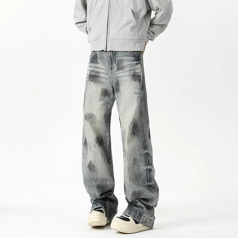 Autumn Jeans Men's New Denim Pants wash jeans New Fashion High Quality Washed Male Jeans Loose Wide Leg Trousers Straight