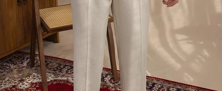 Light Luxury Men's Naples Draped Suit Pants Casual Solid Color Straight Premium Quality Dress Pants Wedding Banquet Business