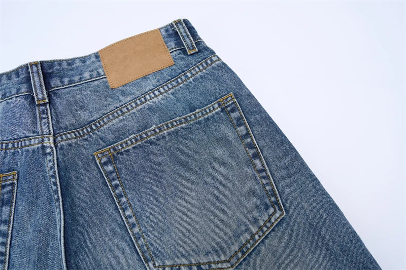 Vintage Wash Men's Loose Jeans American Cleanfit High Street Micro Flared Trousers Autumn Fashion Casual Wide-leg Denim Pants