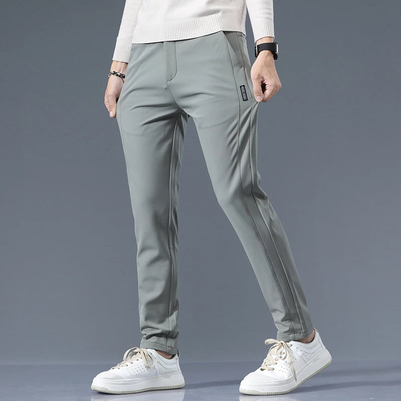 Casual Pants Men Spring Autumn 2025 New Straight Slim Fit Sweatpants Solid Color Business Elastic waist Male Trousers