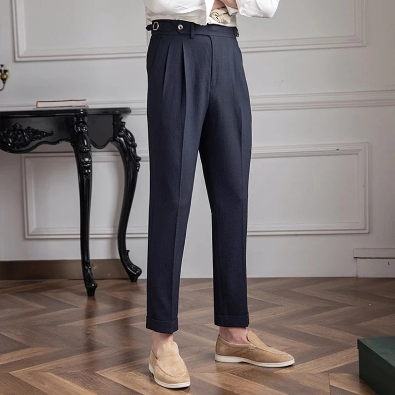 Light Luxury Men's Naples Draped Suit Pants Casual Solid Color Straight Premium Quality Dress Pants Wedding Banquet Business
