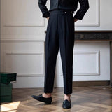 Light Luxury Men's Naples Draped Suit Pants Casual Solid Color Straight Premium Quality Dress Pants Wedding Banquet Business