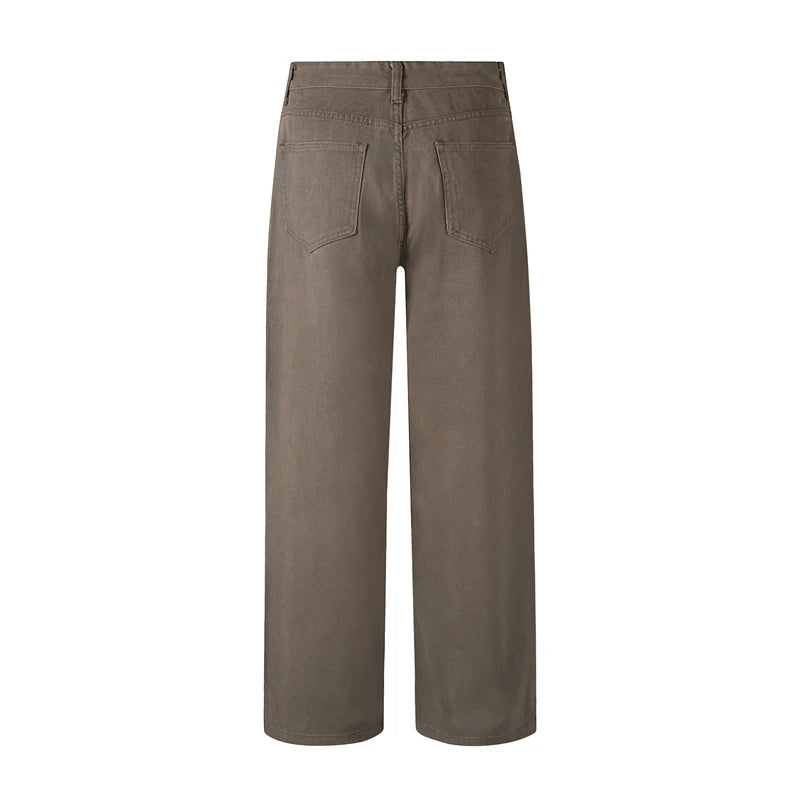 Baggy Wide-leg Jeans 100% Cotton Comfortable Breathable Autumn Casual Denim Pants Loose Straight Trousers Fashion Streetwear