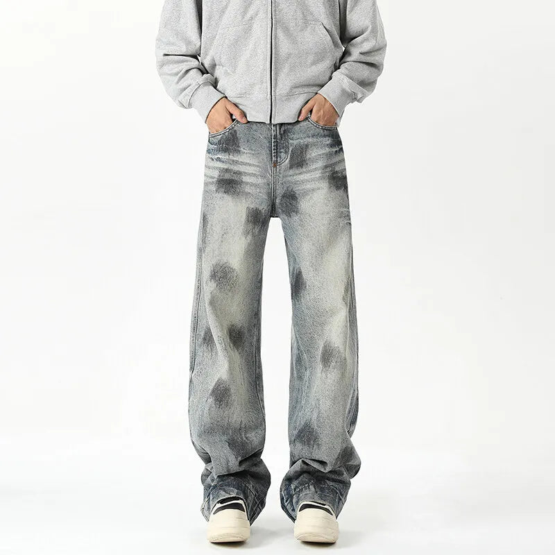 Autumn Jeans Men's New Denim Pants wash jeans New Fashion High Quality Washed Male Jeans Loose Wide Leg Trousers Straight