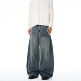 Baggy Classic Jeans Men's Vintage Wash Cotton Wide-leg Denim Pants Loose Fashion Spliced Streetwear Trendy Hip-hop Y2K Trousers