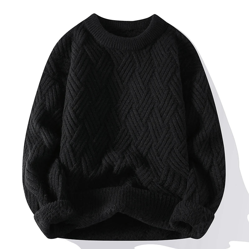 Autumn Winter O Neck Kint Pullovers Men Solid Color Casaul Sweater Loose Knitted Fashion Streetwear Warm Pullover Sweaters Man