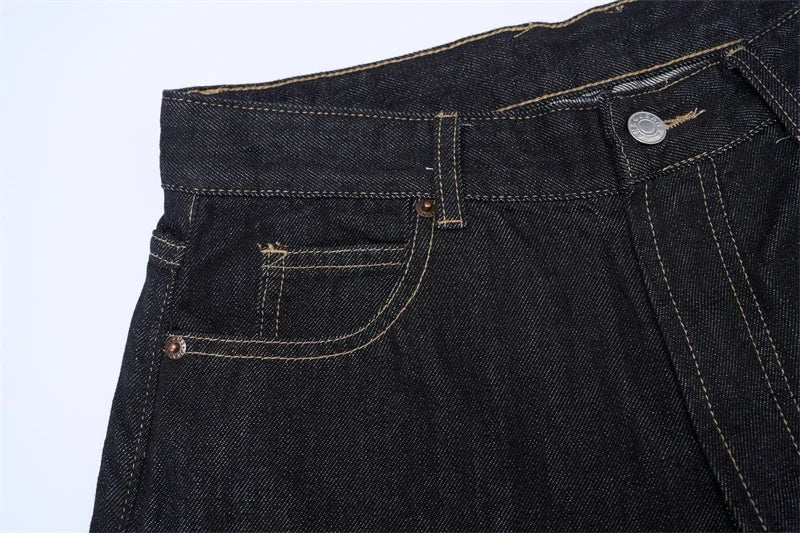 Non-fading Original Color Jeans Men's High Quality Loose Straight Denim Pants Classic American Retro Wide Leg Autumn Trousers