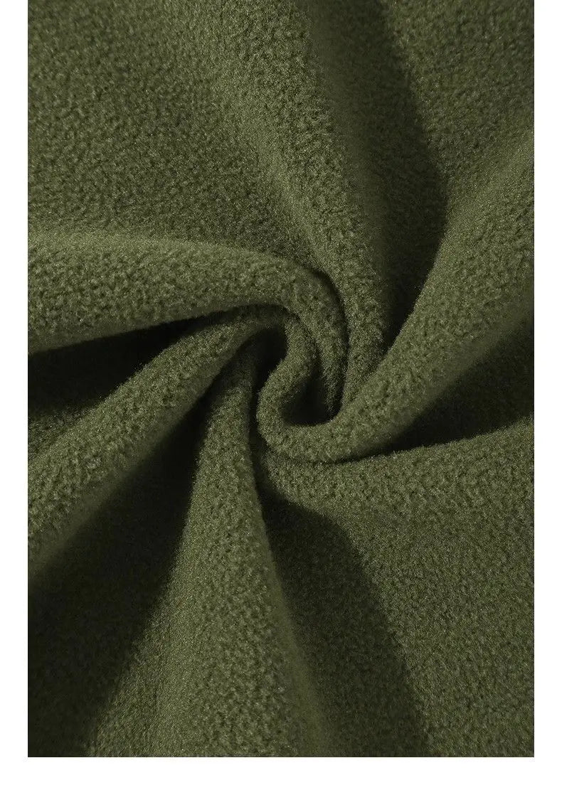 Double-sided Fleece! Retro Military Green Straight-leg Pants Women Loose Thickened Warm Drawstring Casual Wide-leg Pants Men