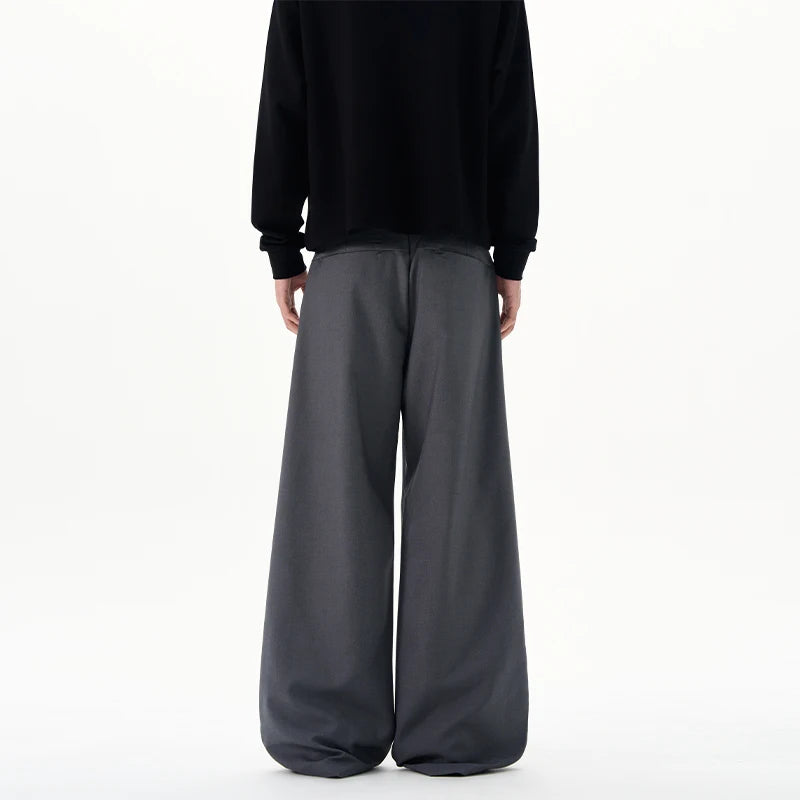 Autumn Men's Loose Suit Pants Commuting Business Casual Classic Gray Black Wide Legs Trousers Oversized Simple Style Clothes