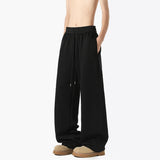 Sweatpants Men Straight Casual Pants Loose Fit Elastic Waistband Drawstring Tapered Outdoor Joggers Patchwork Athletic Trousers