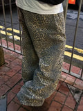 Y2k Leopard Jeans Pants Men Oversized Panther Print Jean Wide Leg Pant Fashion Trendy Retro Loose Man Hipop Baggy Jean Trousers