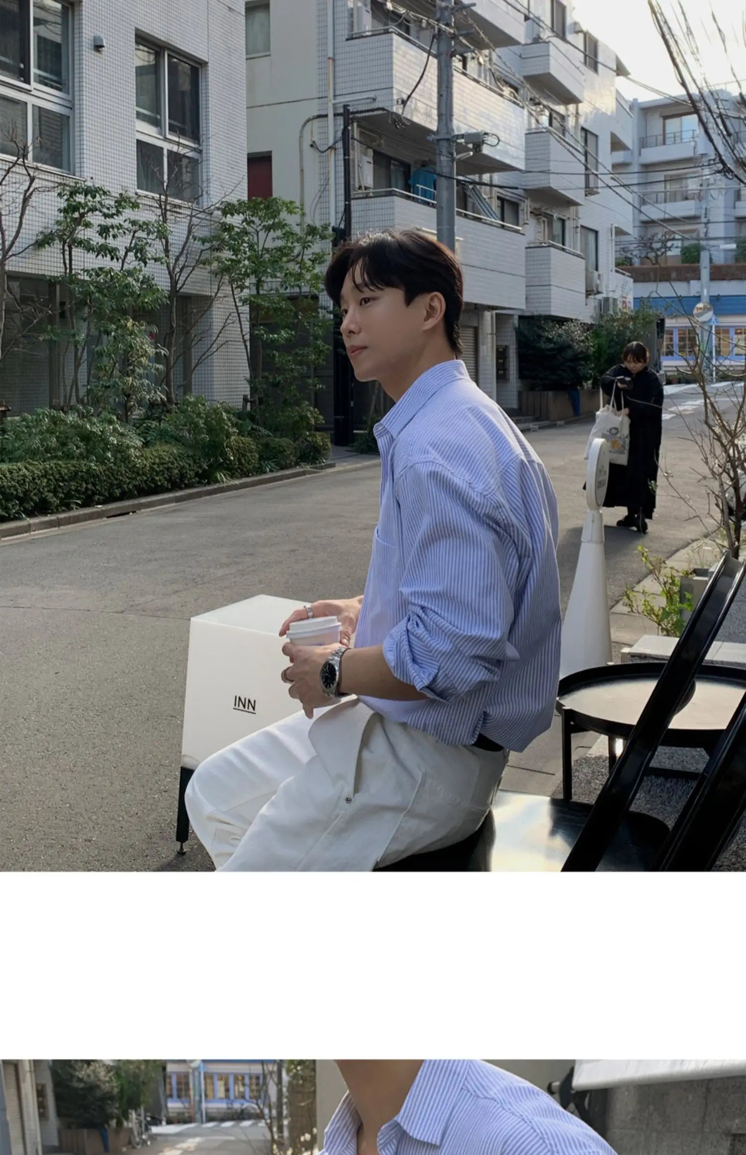 Oversized Men's Niche Striped Shirt, Spring&Autumn Fashion All-Matching Long Sleeve Shirt Coat, Korean Casual Unisex Outdoor