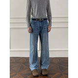 Autumn jeans Mens Classic Straight Leg Jeans Blue Washed Denim Trousers Wholesale Fall Fashion Casual Pants