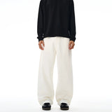 100% Pure Cotton Wide-leg Pants Men's Autumn New Oversized Comfortable Loose Casual Trousers Brown White Fashion Streetwear