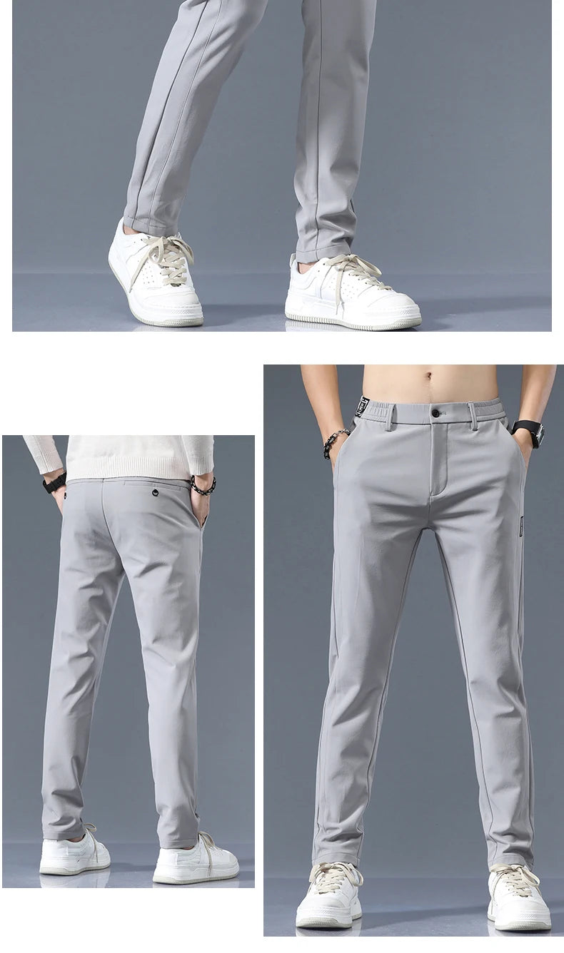 Casual Pants Men Spring Autumn 2025 New Straight Slim Fit Sweatpants Solid Color Business Elastic waist Male Trousers