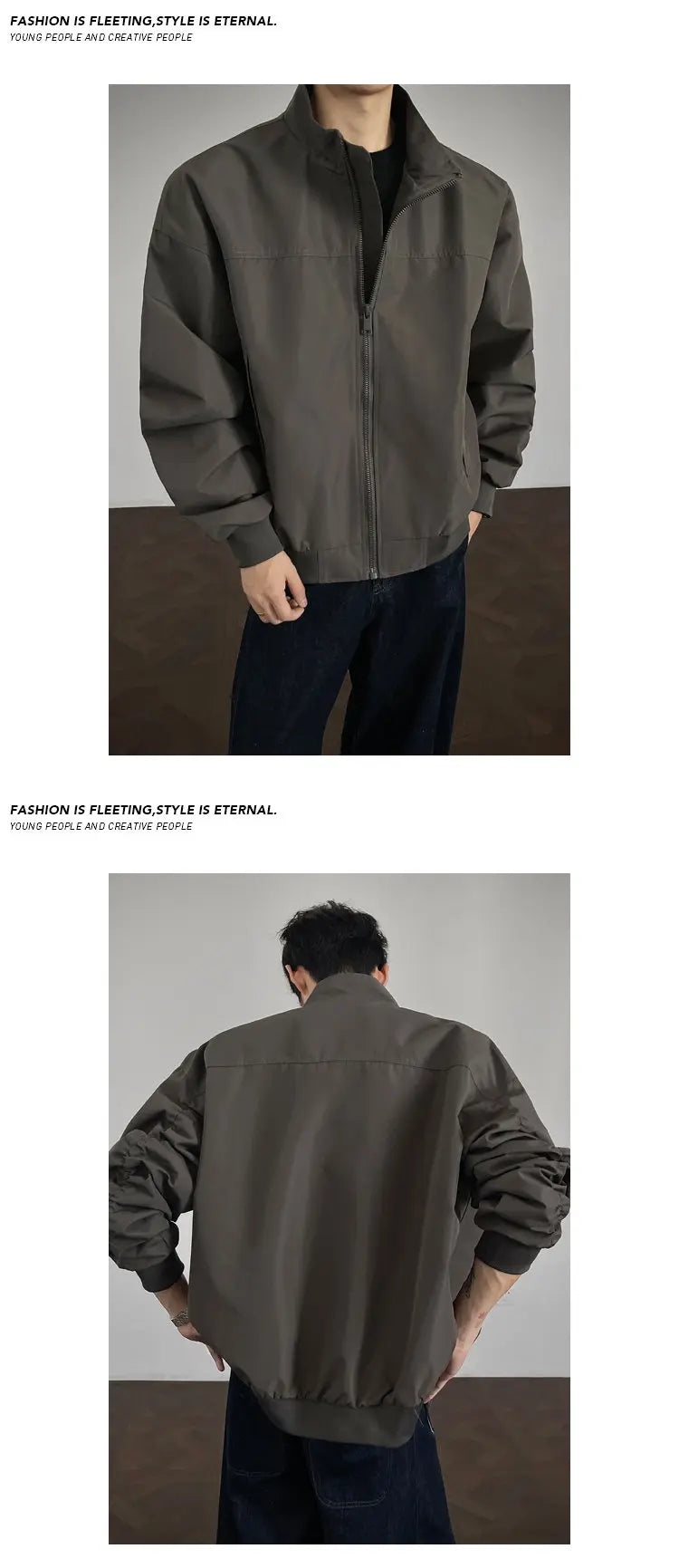 Stand Jacket mens dproof Lightweight Thin Short Biker Style Motorcycle Jacket Solid Classic Autumn coat fall  Fashion Casual