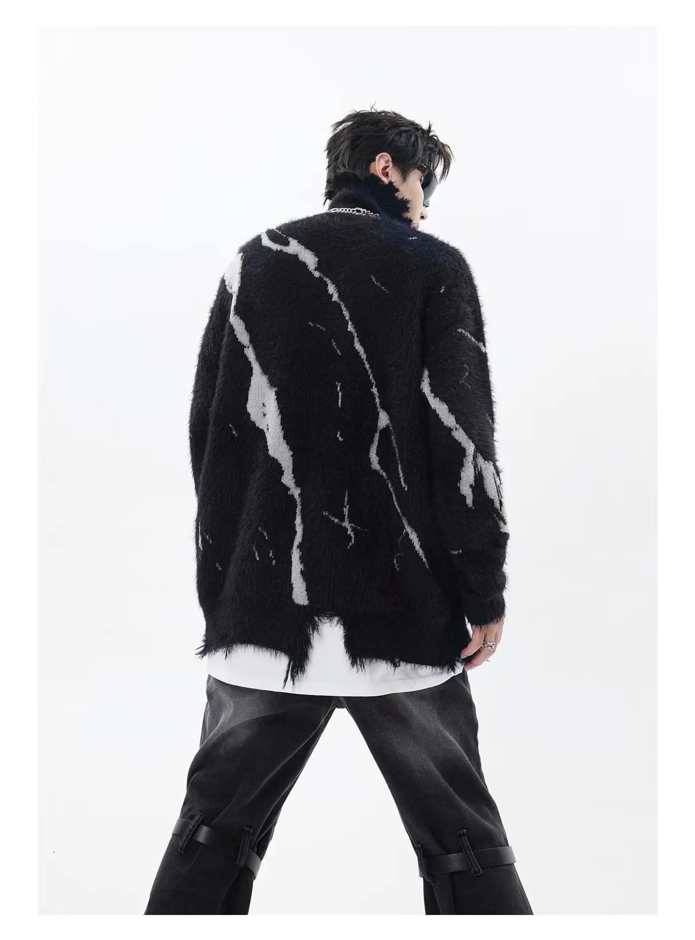 Turtleneck Sweaters Men Winter Lace-up Design Thicken Warm Pullovers Vintage Slouchy Streetwear Japanese Style Soft Personality