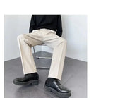 Spring Autumn Men's Fashionable White Korean Style Casual Pants Street Draped Straight Loose Suit Casual Trousers Male
