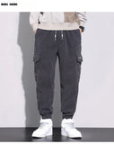 Autumn New Men's Corduroy Cargo Harem Pants Fashion Korean Embroidery Bound Feet Casual Pants Trendy Brand Male Trousers