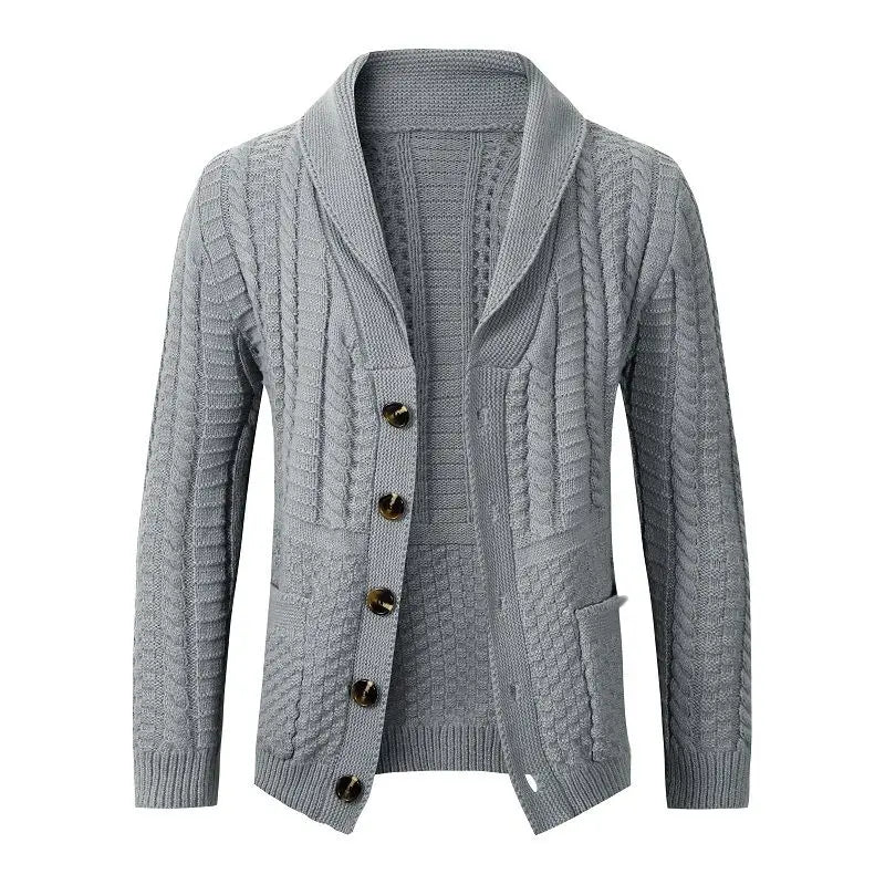 Men's Cardigan Sweater Autumn Winter Thickened Casual Coat Solid Color Long Sleeves Single-breasted Pockets Knitted Sweaters