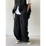 Spring Autumn Japan Pants Retro Loose Straight Wide-leg Workwear Men Women Versatile Feet Tied Casual Trendy Trousers Aesthetic