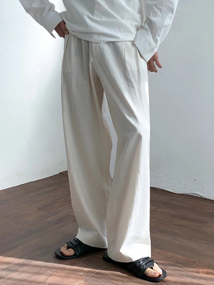 Summer Thin Linen Men's Pants Loose Straight Pants Korean Cotton Linen Casual Trousers Draped Wide-leg Pants Aesthetic Urban