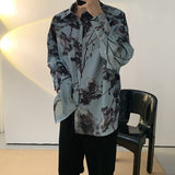 Fashion Streetwear Korean Printing Loose Turn-down Collar Man Long Sleeve Men's Clothing Button Spring Summer Thin Shirts Tops