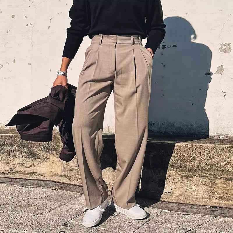 New British Retro Male Suit Pants Light Luxury Naples Slim-fit Dress Pants Casual Premium Popular Elegant FashionTrousers M-3XL