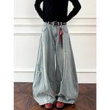 Loose Fit Jeans Men Baggy Wide Leg Denim Pants Patchwork Ripped Light Blue Wash Hip Hop Streetwear Fashion New 2025 autumn jeans