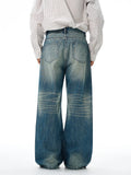 American Retro Jeans Men's Oversize Baggy Wide Legs Classic Wash Cotton Denim Pants Hip-hop Rock Streetwear Loose Trousers