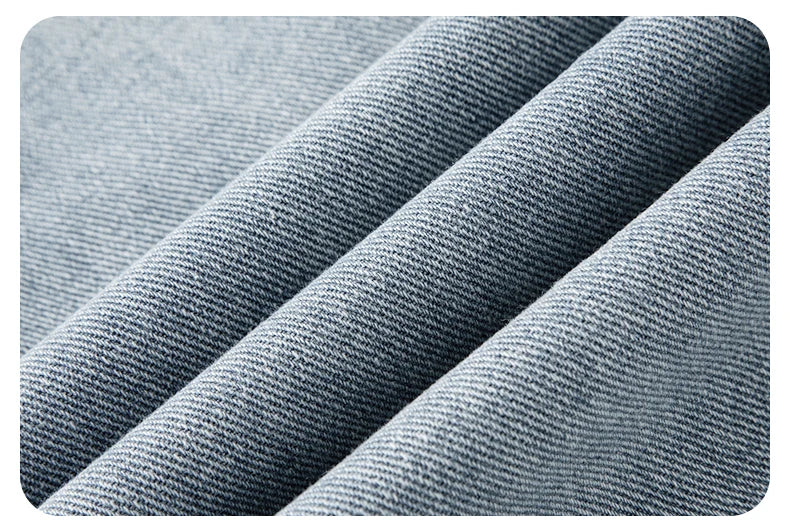 2025 Spring New Men's Ripped Jeans Baggy Straight Classic Light Blue Wide Leg Pants Elastic Waist Vintage Fashion Trousers Male