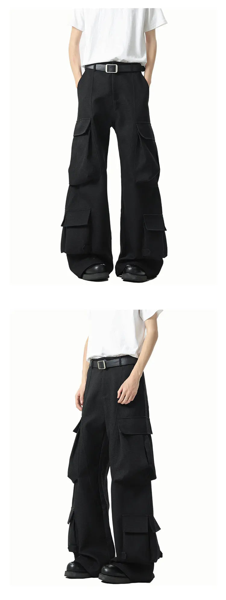 Men Loose Fit Cargo Pants Workwear Trousers Multi Pocket Outdoor Casual Joggers Streetwear Hip Hop Drop Crotch Trousers for Men