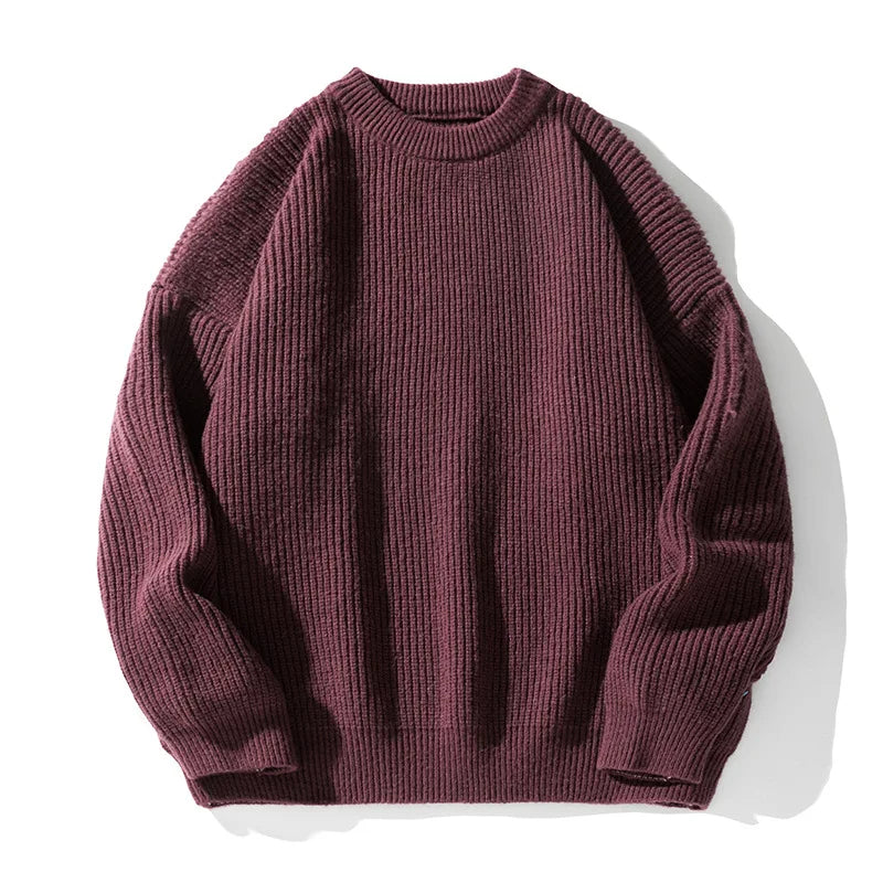 Round Collar Pullover Sweater Solid Colour Basic Men Women Autumn Winter Parsimonious Simple Couple Knit Sweater Warm Soft