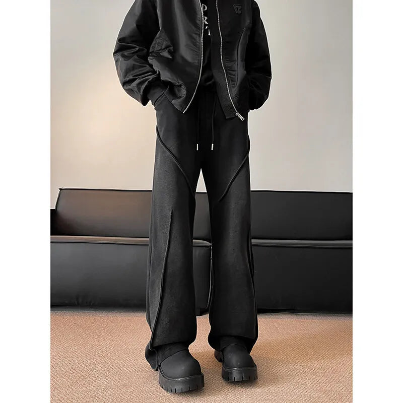 Men's Sweatpants High street patchwork Straight pants Korean Fashion  Wide Leg Straight Loose Track Pants Male Casual Trousers