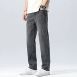 Men Comfortable Lyocell Fabric Thin Jeans Male Baggy Straight Leg Casual Denim Pants Trend Brand Daily Wide Leg Draping Trousers