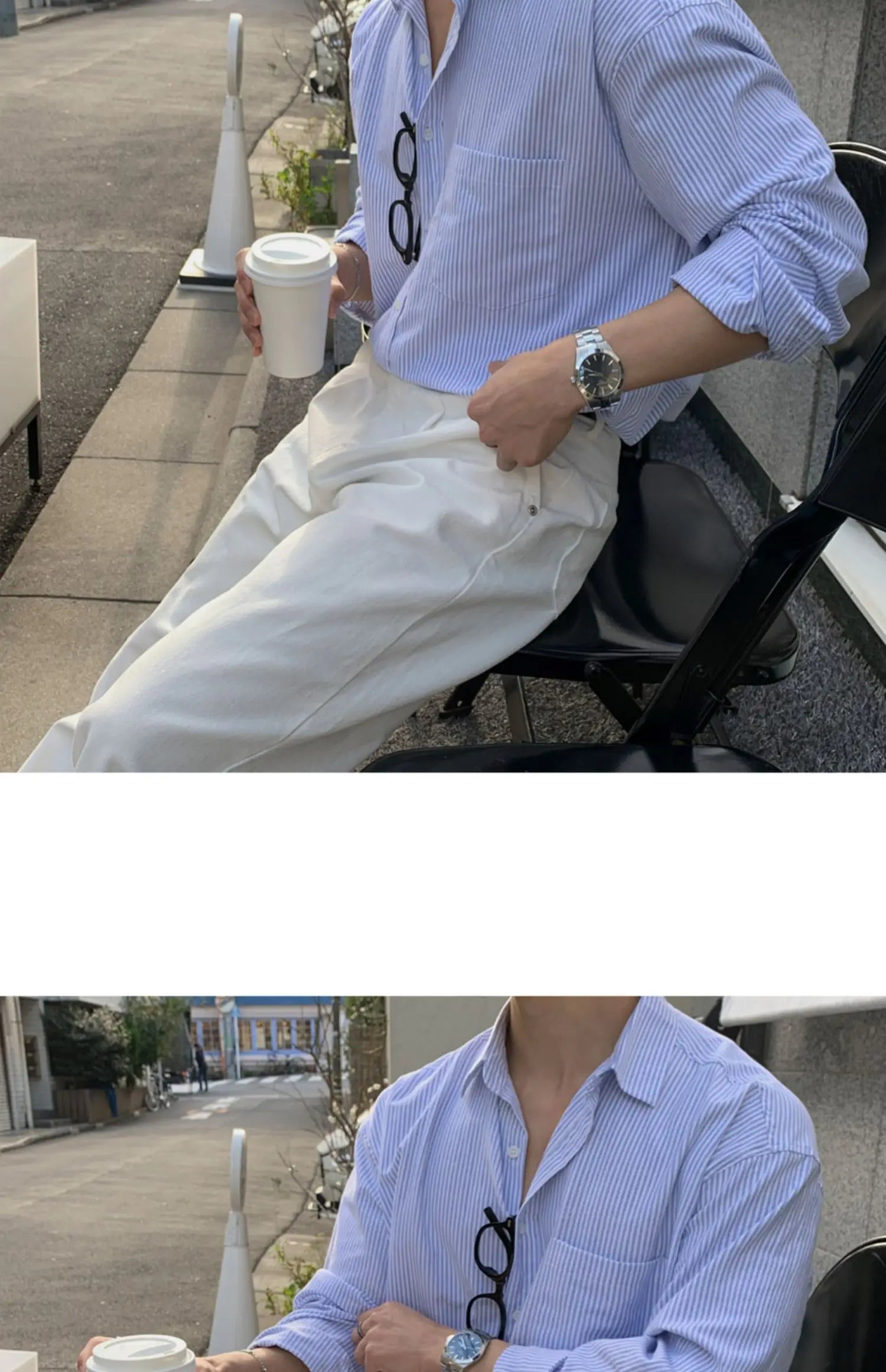 Oversized Men's Niche Striped Shirt, Spring&Autumn Fashion All-Matching Long Sleeve Shirt Coat, Korean Casual Unisex Outdoor