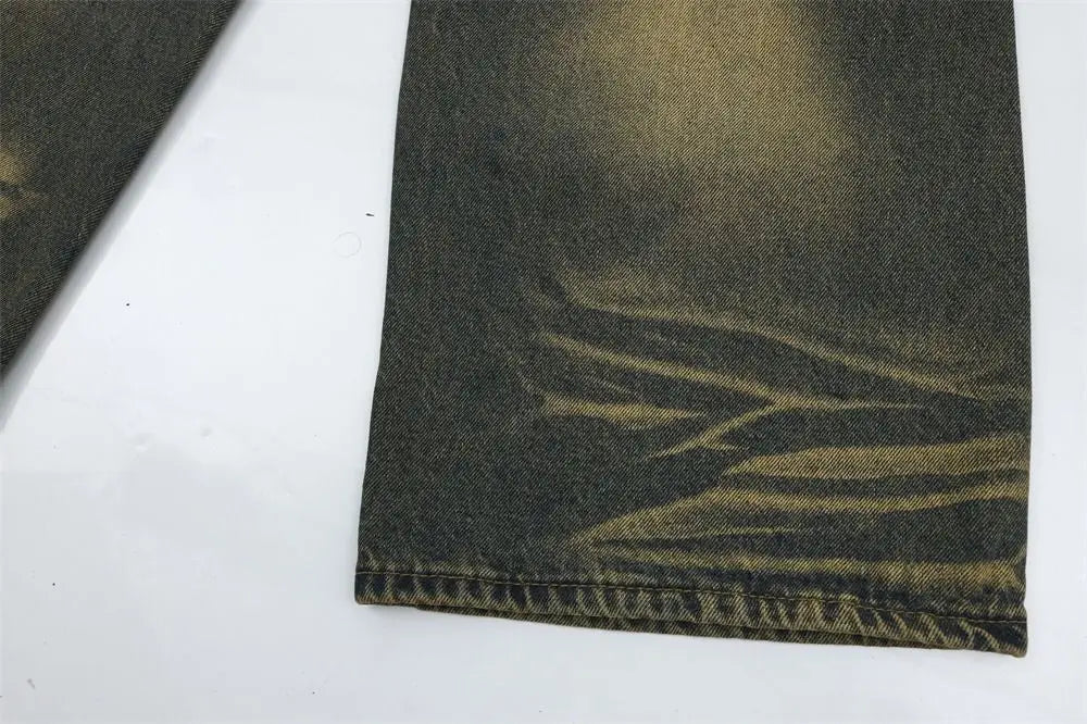 Spring and Autumn Trendy Street Personality Straight Tube Multi Pocket Work Clothes Jeans Couple Loose Retro Casual Pants y2k