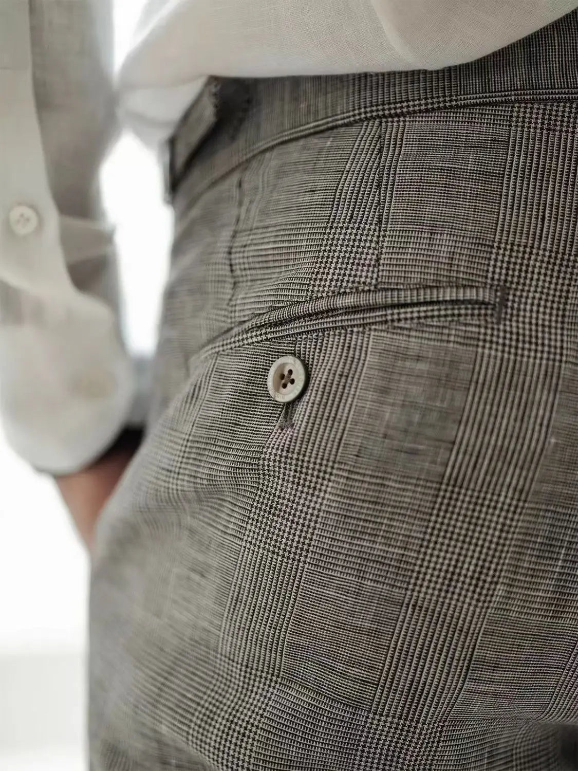 Vintage Naples Linen Pants Men British Style High Waist Slim Fit  Trousers Spring Summer Fashion Casual Ankle-Length Suit Pants