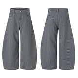 Autumn New Striped Jeans Men's Retro Wash Loose Wide-leg Denim Pants American High Street Fashion Cotton Casual Trousers