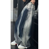 Hip hop fashion street spring men and women fashion personality washed curved knife jeans couple loose retro wide leg pants y2k